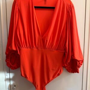 Express Red V-Neck Bodysuit